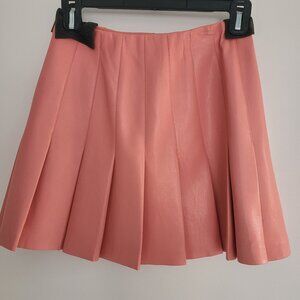 ALICE + OLIVIA Vegan Leather Pink Pleated Mini Skirt Size 0
